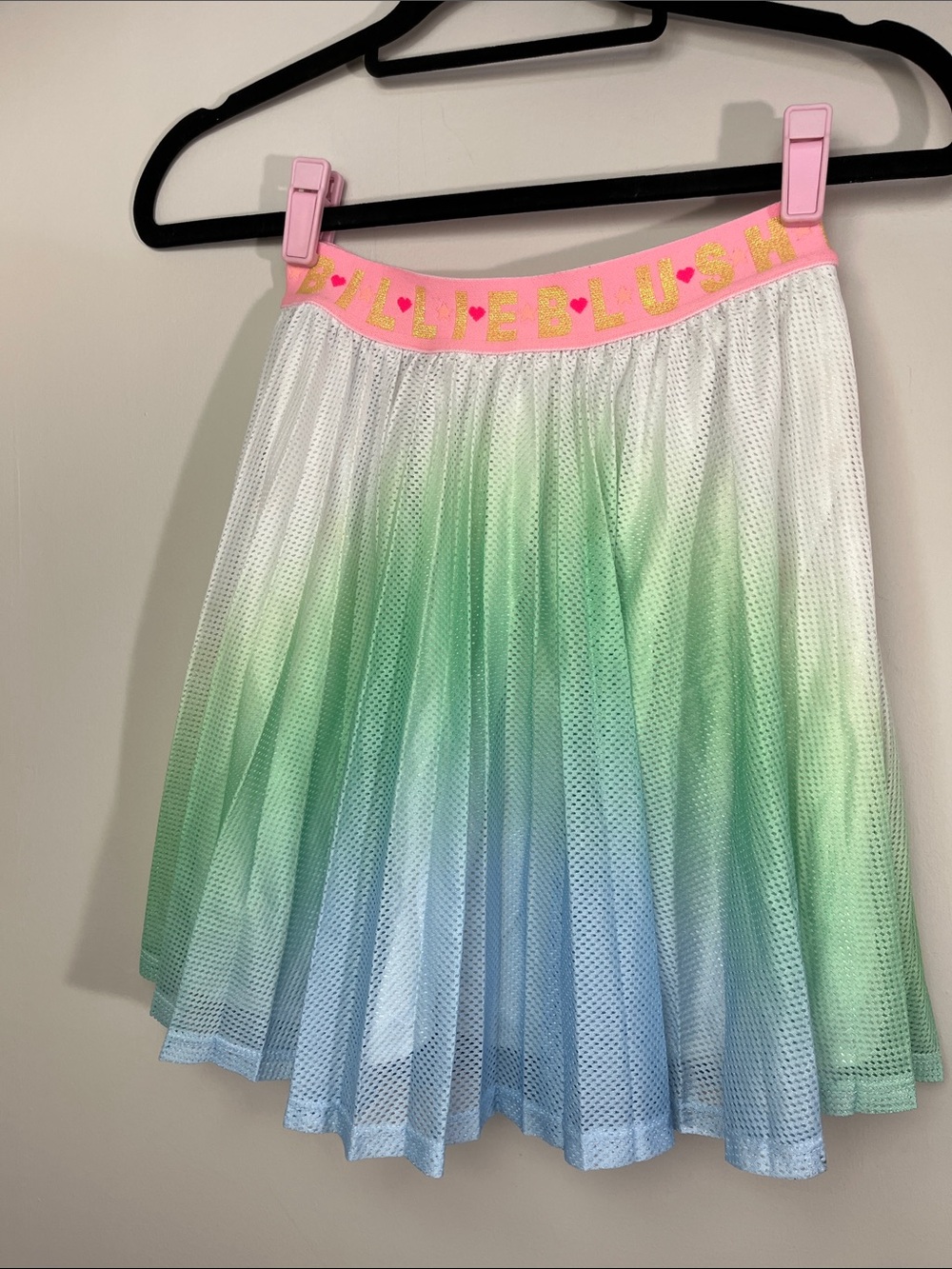 Billie Blush Ombre Mesh Skirt - Pastel Green to Blue with Pink Waistband